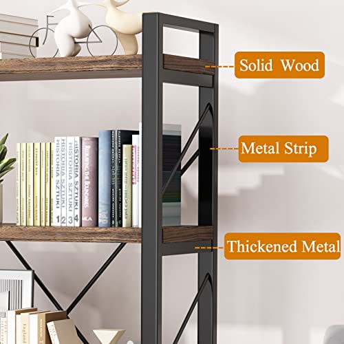 4 Tier Rustic Solid Wood Metal Bookshelf X16184
