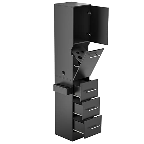White 3 Drawer Salon Station with Cabinet and Hair Dryer Holders S9891