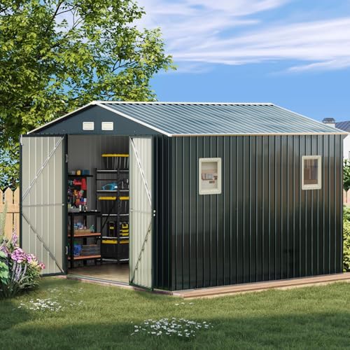Brown Metal Utility Storage Shed 10 x 12ft F962