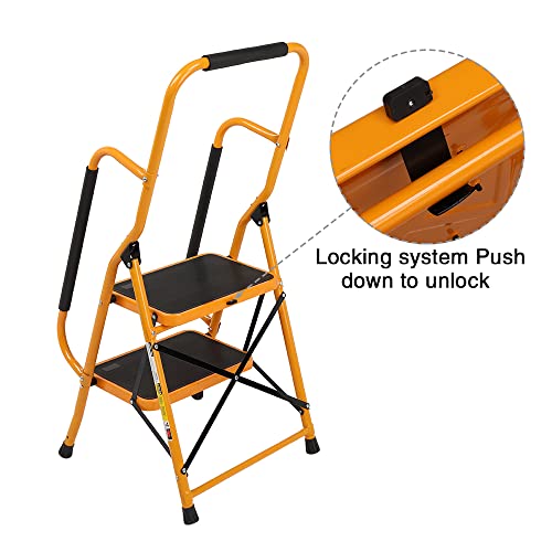 2 Step Folding Step Stool with Handrails V448