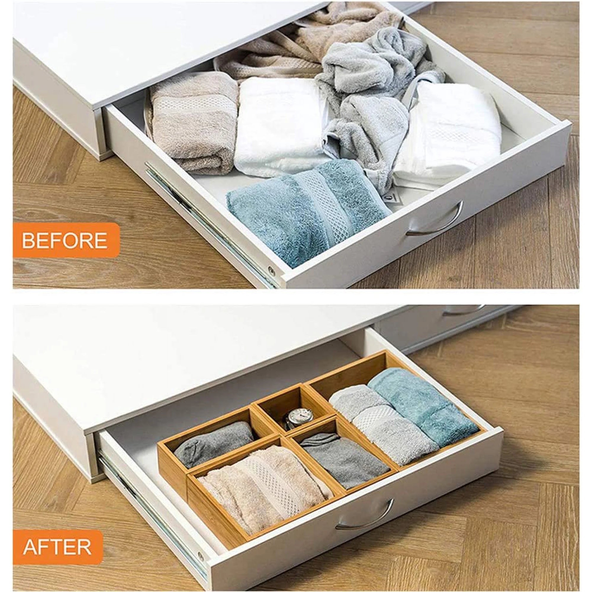 Set of 5 Bamboo Drawer Organizer Boxes X2502