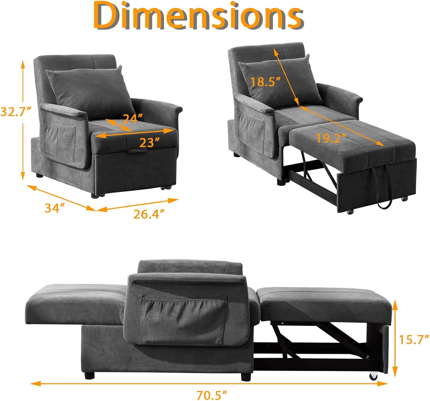 3 in 1 Folding Sofa Bed Chair O18882