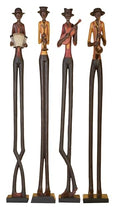 Set of 4 Polystone Decorative Sculptures with Black Base Stand, Brown V550965