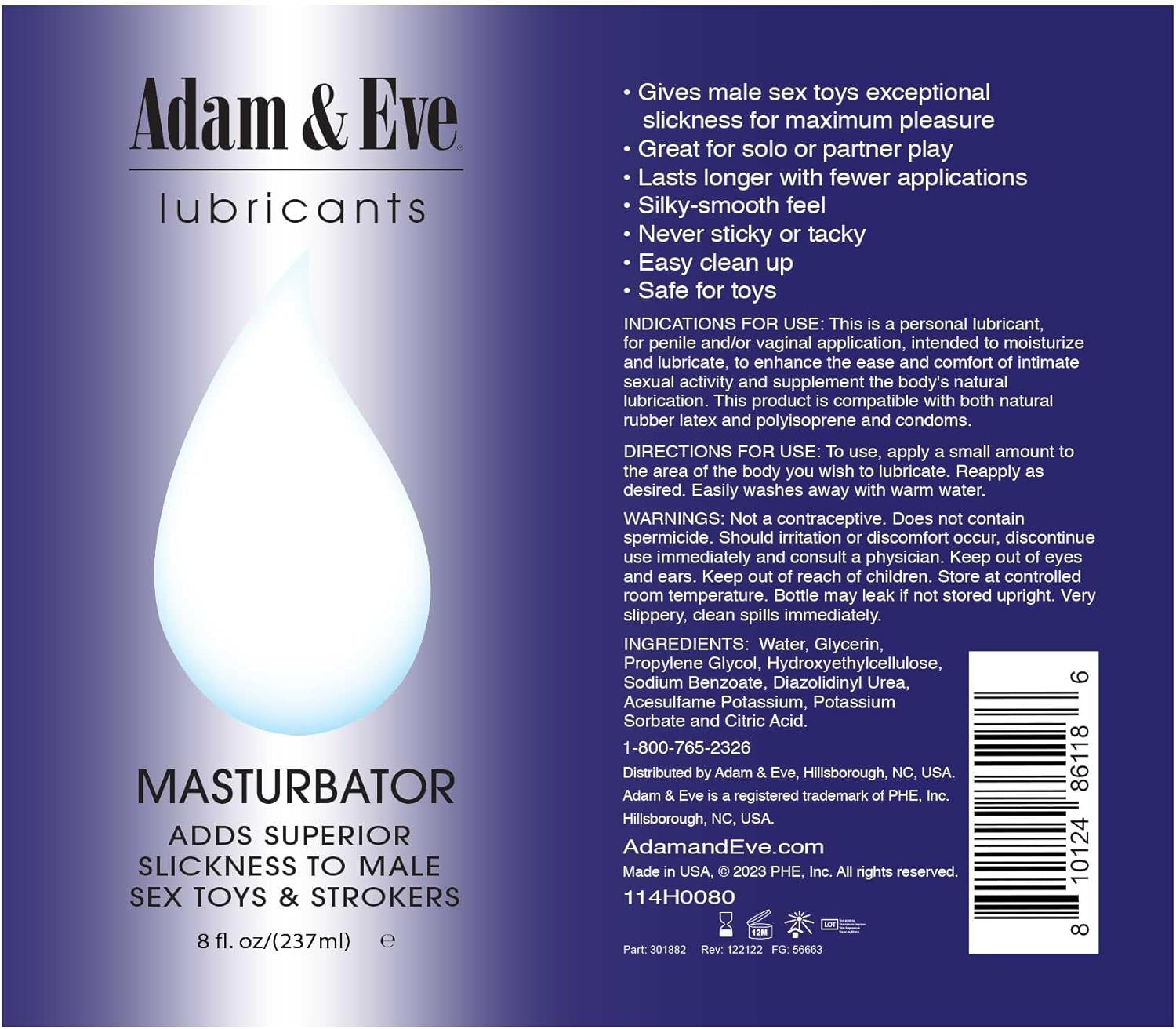 Water Based Gel Lube - 8oz J1106