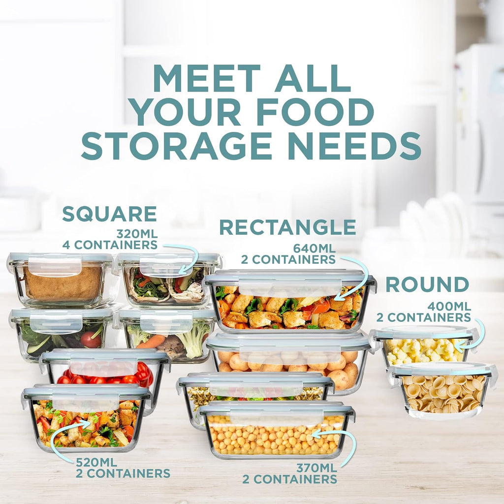 24 Pc Airtight Glass Food Storage Containers with Lids B965630