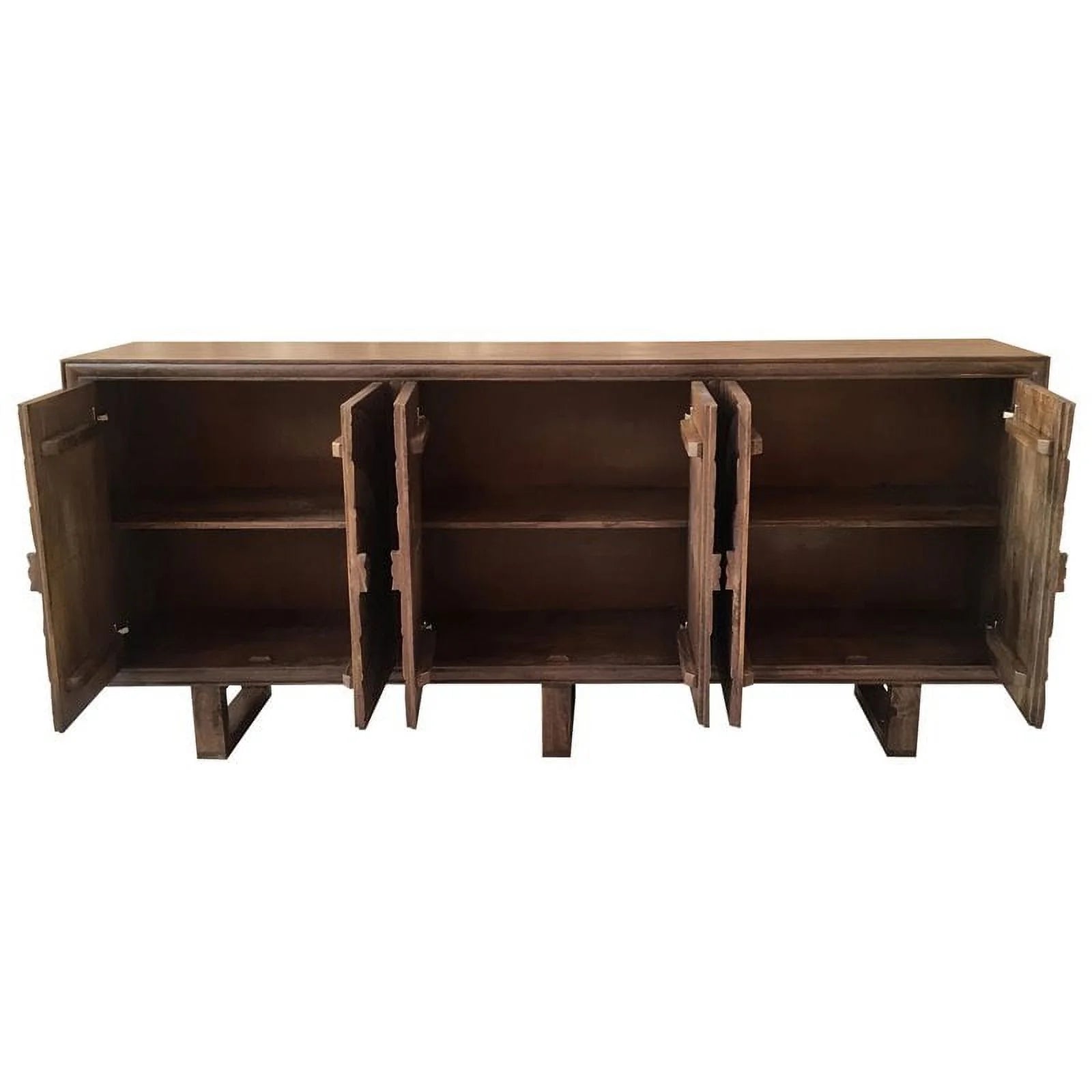 Solid Wood Cabinet with 6 Doors in Brown Finish F61458