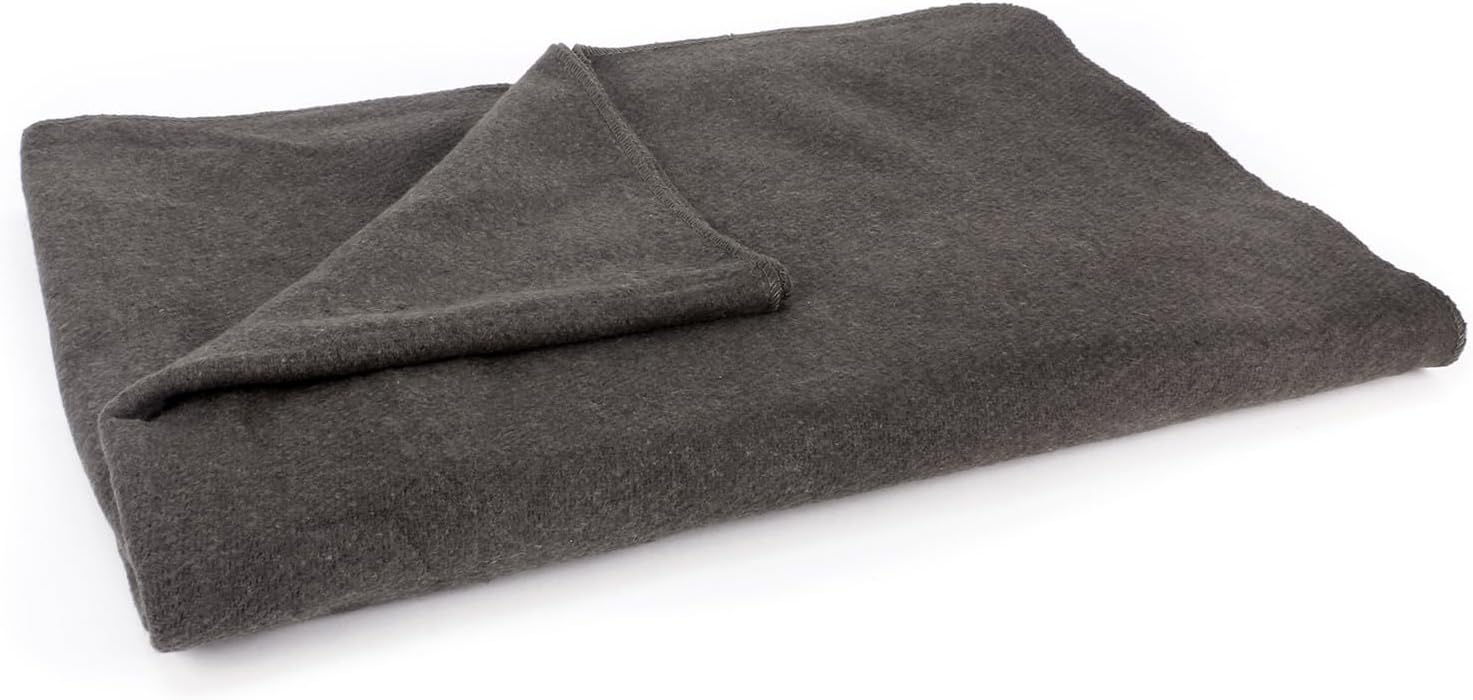 Grey Warm Wool Fire Retardant Blanket, 62" x 80" R12742