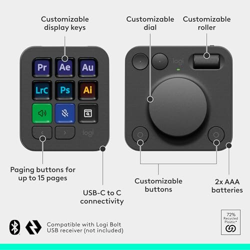 9 Customizable LCD Keys Control Dial for Graphic Design - Graphite L503