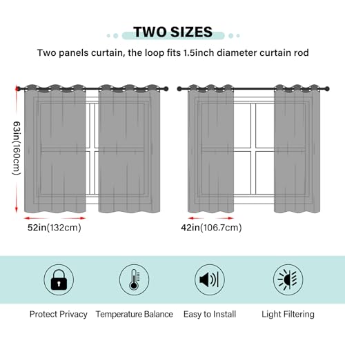 63 Inch Length Winter Snowflakes Pattern 2 Panel Curtains Q89249