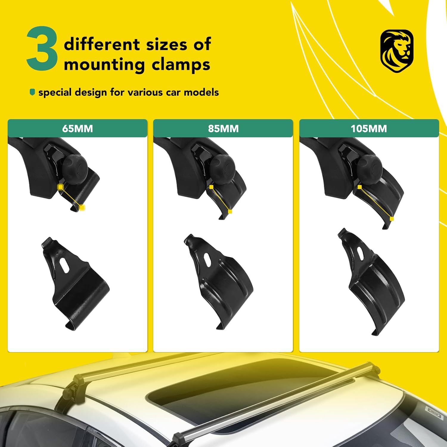 52" Aluminum Roof Rack Cross Bars with Mounting Clamps F8440