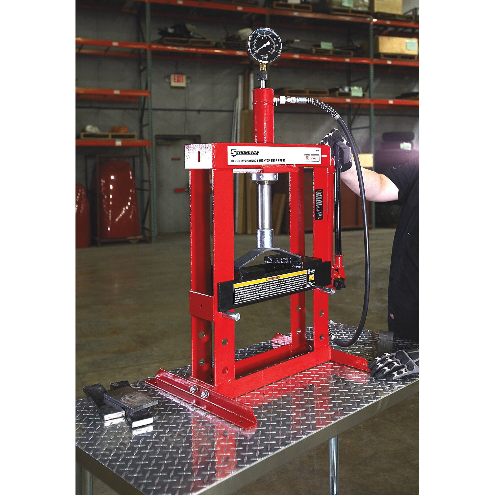 10-Ton Hydraulic Shop Press with Gauge T3030