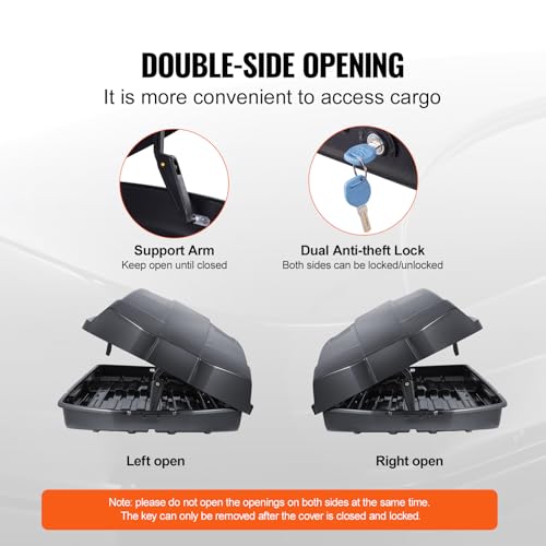 18 Cubic Feet ABS Hard Shell Roof Box with Dual-Sided Opening and 2 Reinforced Straps, Black L929