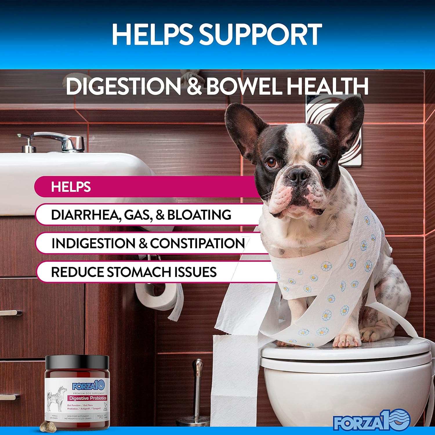 90 Ct Duck Flavor Dog Probiotics Chews D4365