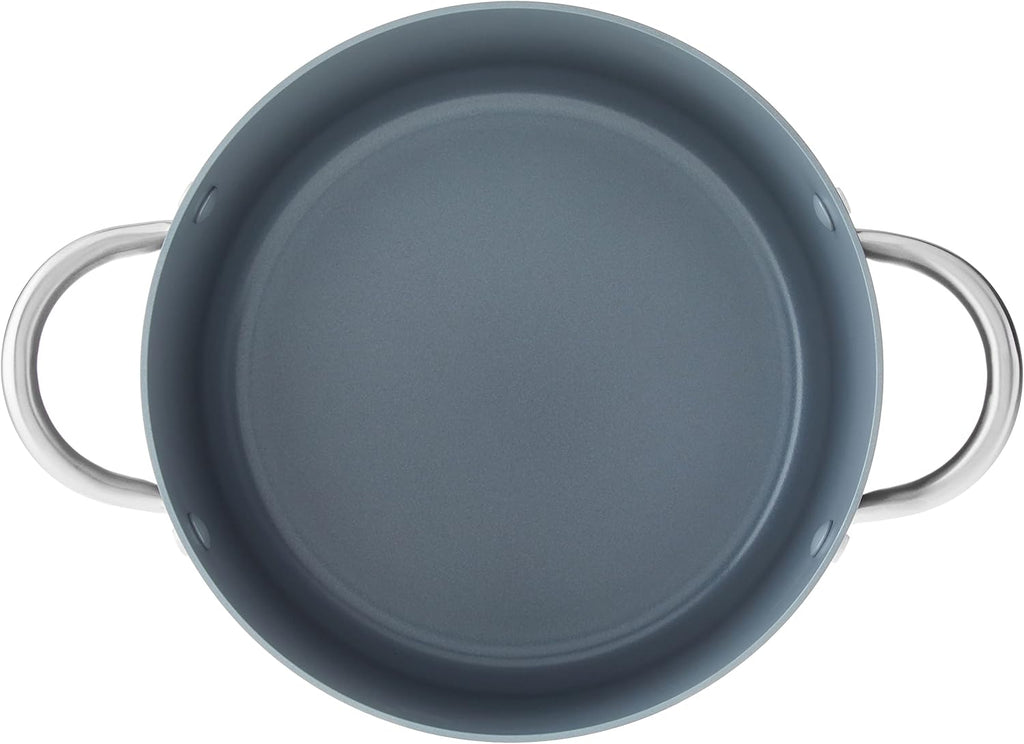 Gray 8QT Hard Anodized Ceramic Nonstick Stock Pot with Lid M98696