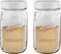 Clear Glass Mason Canning Jar with White Plastic Lids Set of 2, Wide Mouth Caps B172930