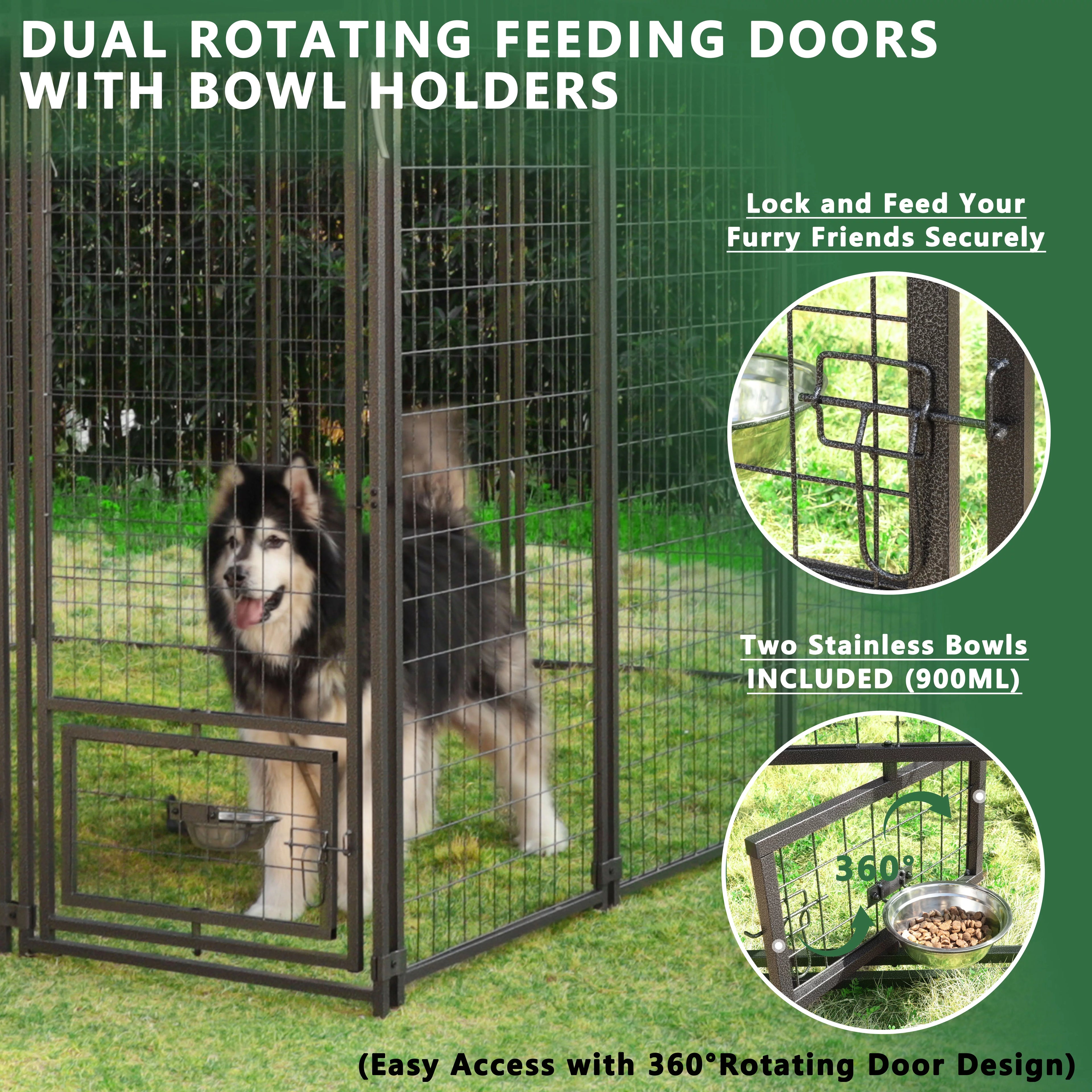 10x10 ft Outdoor Dog Kennel with Waterproof Canopy B321151