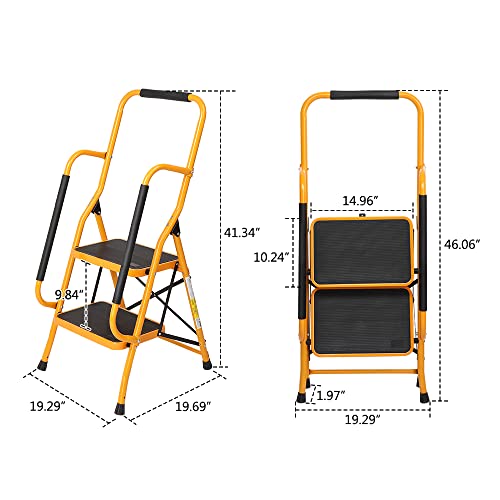 2 Step Folding Step Stool with Handrails V448