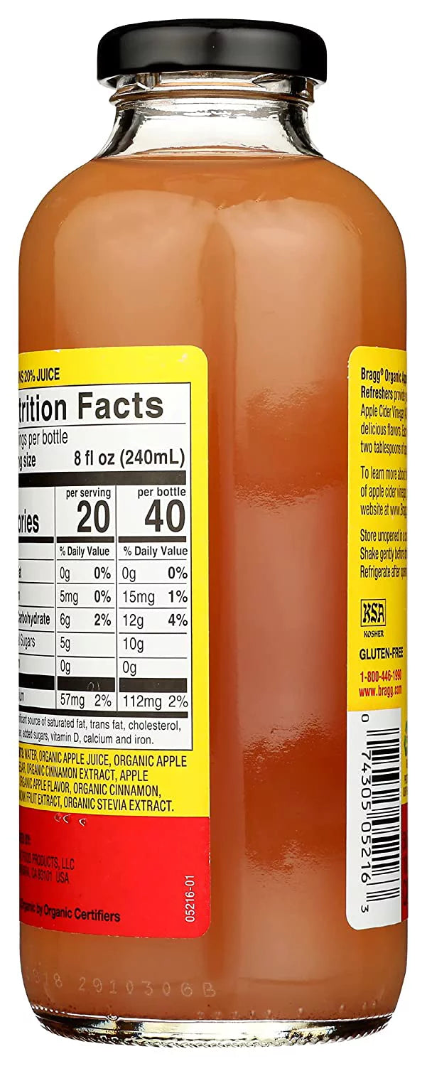 Organic Apple Cider Vinegar Drink Apple Cinnamon 16 fl oz Pack of 4 G1305
