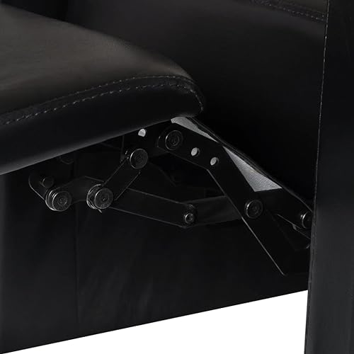 2-Seater Black Faux Leather Recliner Sofa with Cup Holder K448