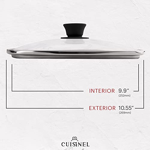 10.5" Pre-Seasoned Cast Iron Square Grill Pan with Glass Lid T428006