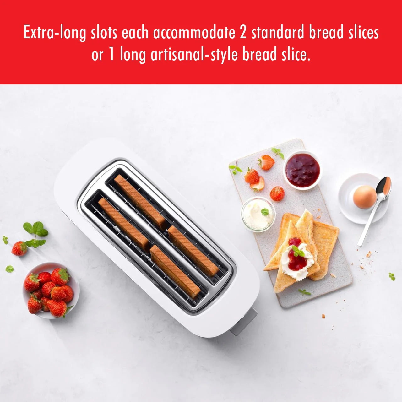 Silver 4-Slice Long Slot Toaster P165474