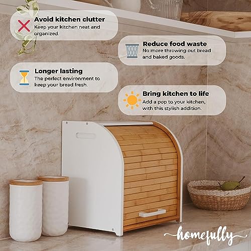 Bamboo Double Layer Roll Top Bread Box R1363