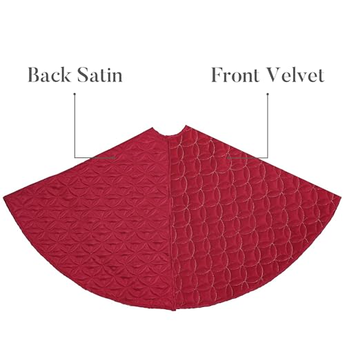 36 Inch Red Gold Velvet Christmas Tree Skirt S93808