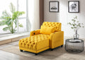 Yellow Button Tufted Single Sofa Bed with Pillow S6806