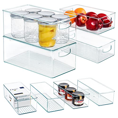 8 PACK Stackable Clear Plastic Pantry Organizer Bins Z241
