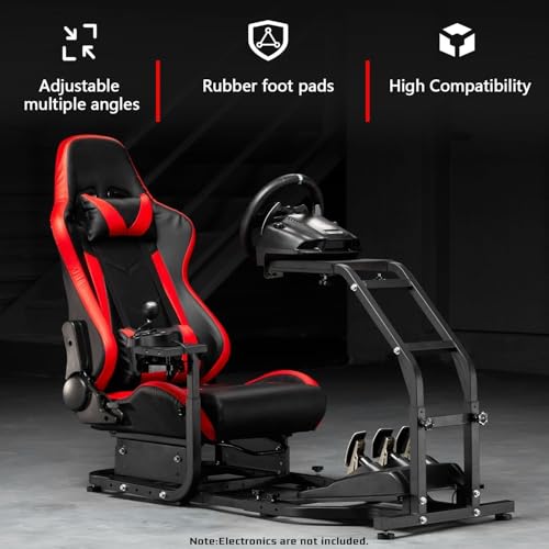 Adjustable Gaming Sim Cockpit With Red Seat O67685
