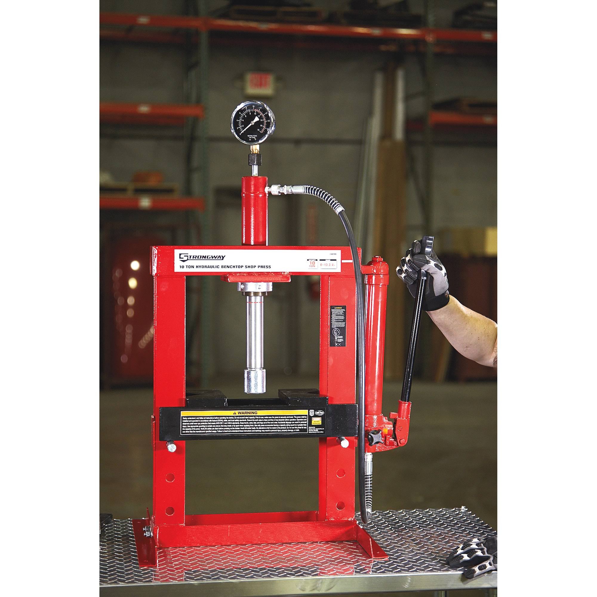 10-Ton Hydraulic Shop Press with Gauge T3030
