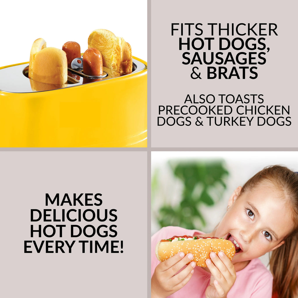 2 Slot Hot Dog and Bun Toaster with Mini Tongs G9742