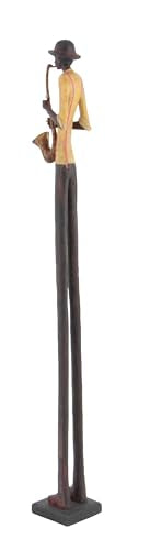 Set of 4 Polystone Decorative Sculptures with Black Base Stand, Brown V550965