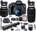 DSLR Camera with 18-55mm Lens and 75-300mm Lens and 500mm Preset Lens + 32GB Memory + Filters + Monopod S754