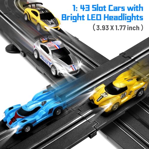 23ft Battery Powered Electric Slot Car Race Track Set with 4 Slot Cars X581