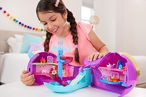 Pollyville Playset, Large Travel Toy with 4 Dolls, Car, 25+ Accessories & Storage G123125
