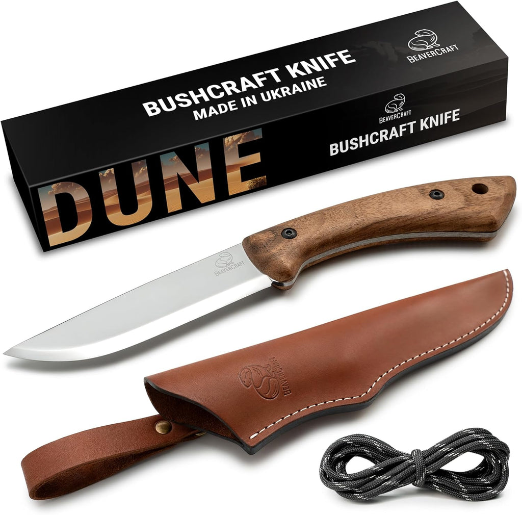 Bushcraft Knife Fixed Blade with Leather Sheath Full Tang Carbon Steel J5801