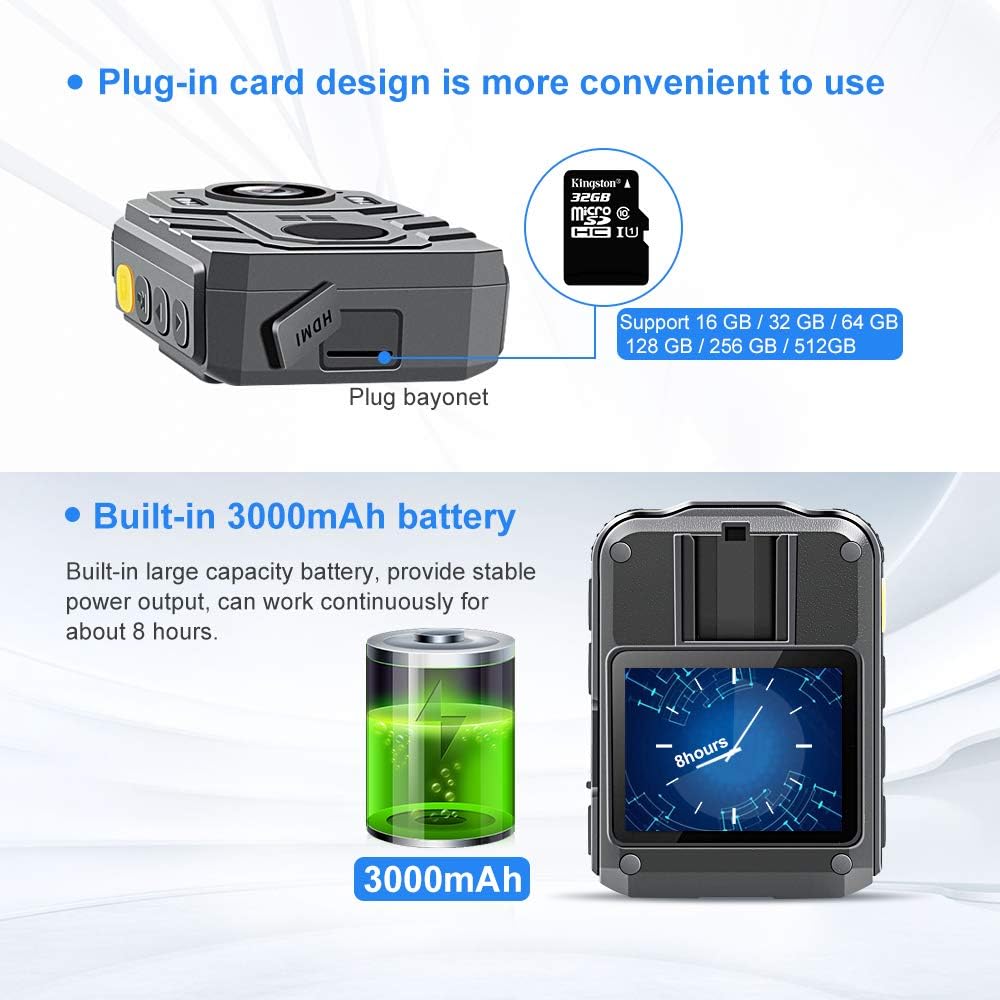 1296P HD Body Camera with 2 Inch Display, 32GB Memory B226909