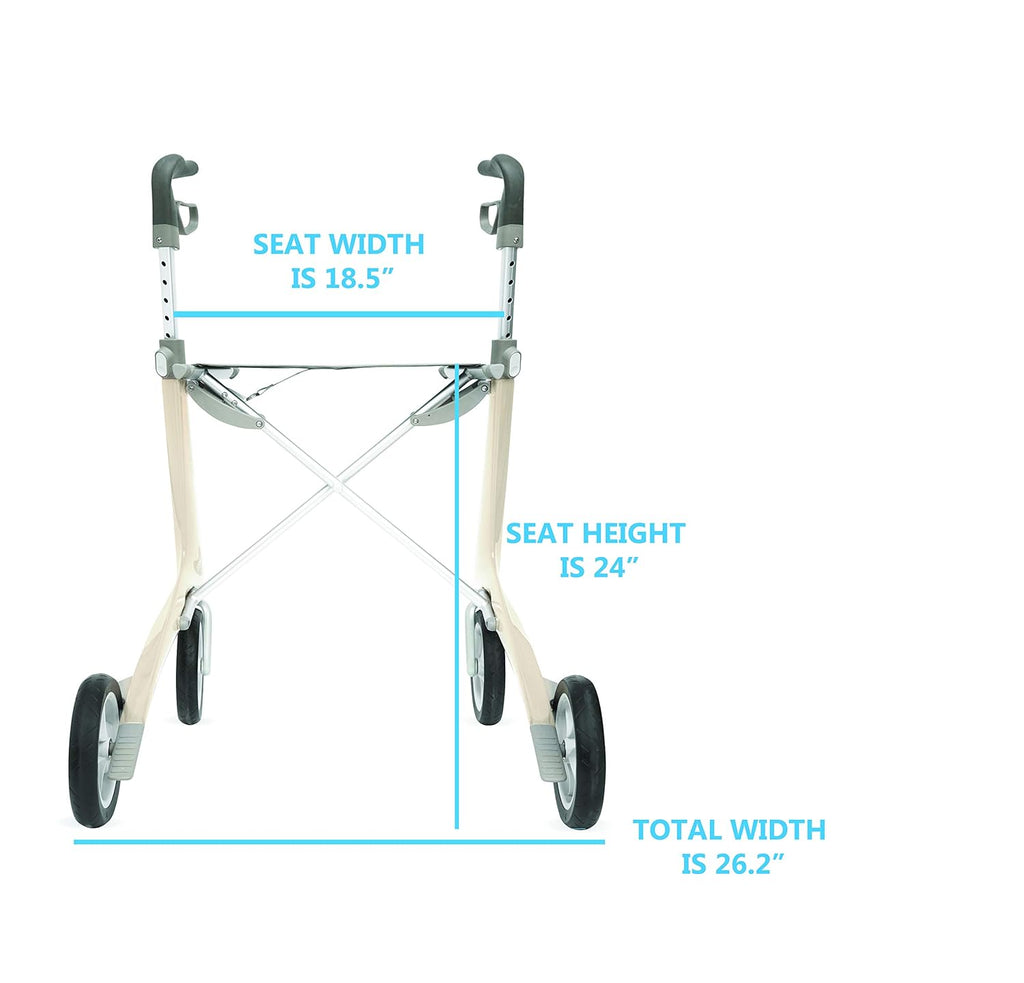 Wide Track Oyster White Rollator Walker with Organizer Bag L679