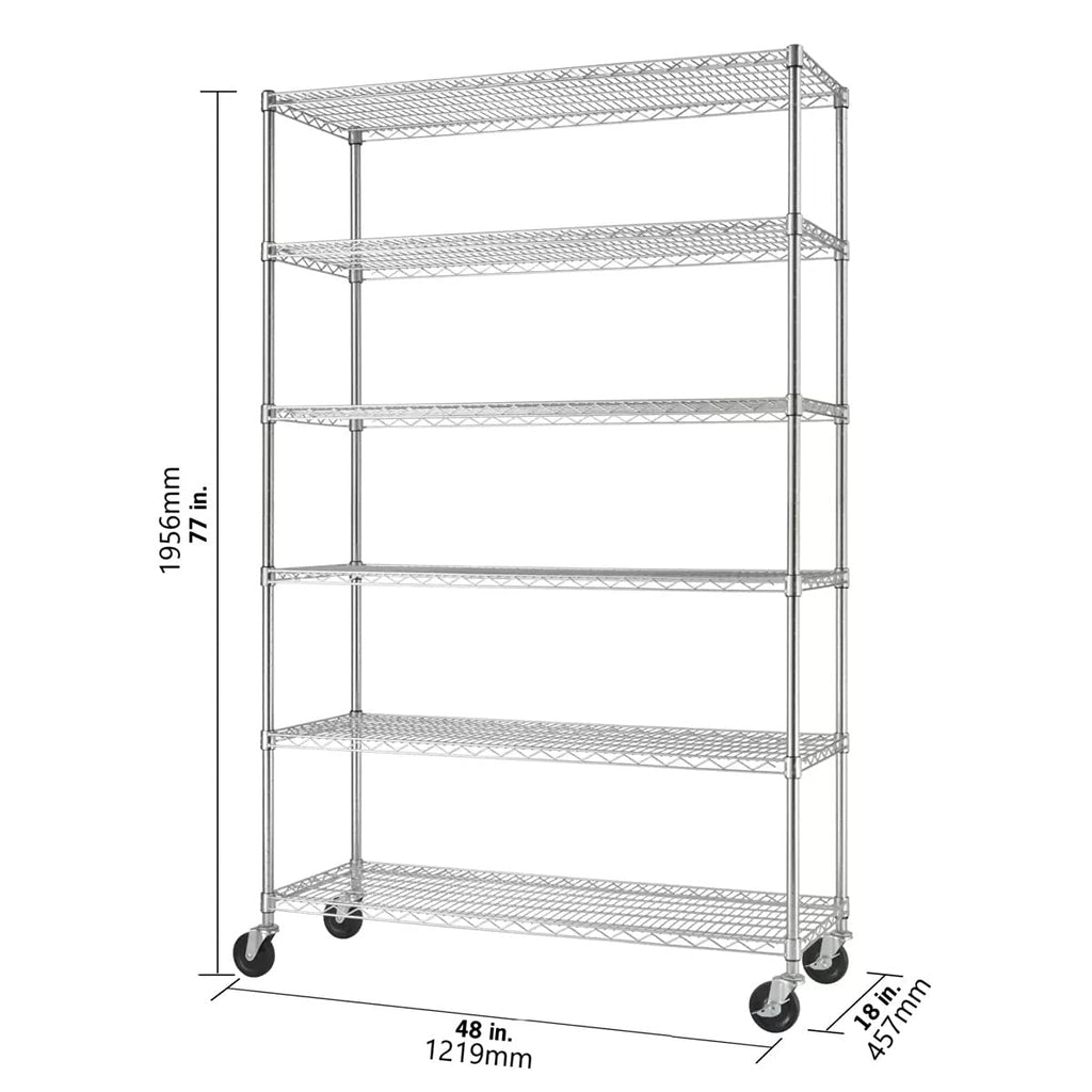 6-Tier Wire Shelving Rack, 48"x18"x72" E806757