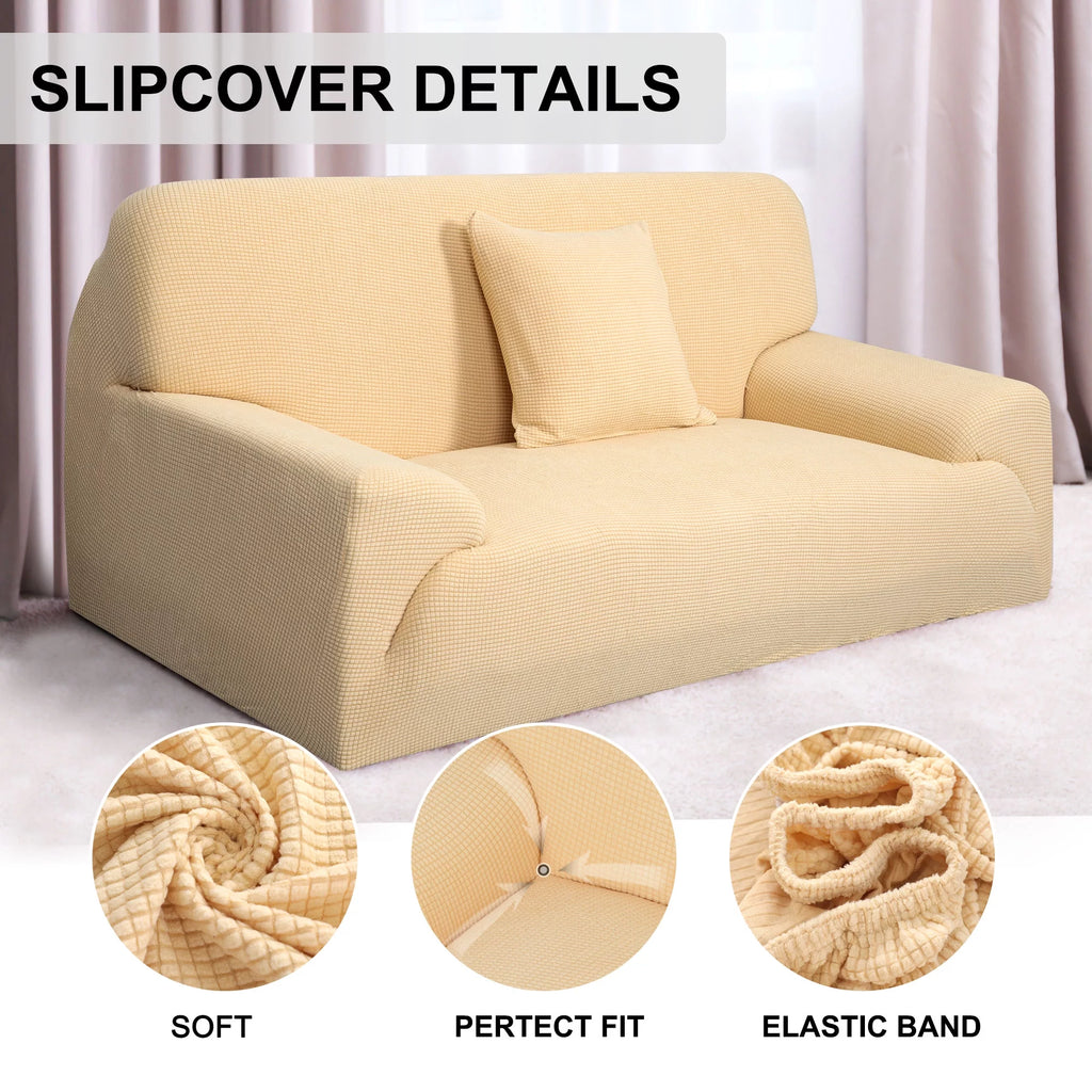 Yellow Jacquard 2 Seater Sofa Slipcover 53"-67" I473