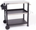 Three-Shelf Stainless Steel Outdoor Dining Cart Table on Wheels P687