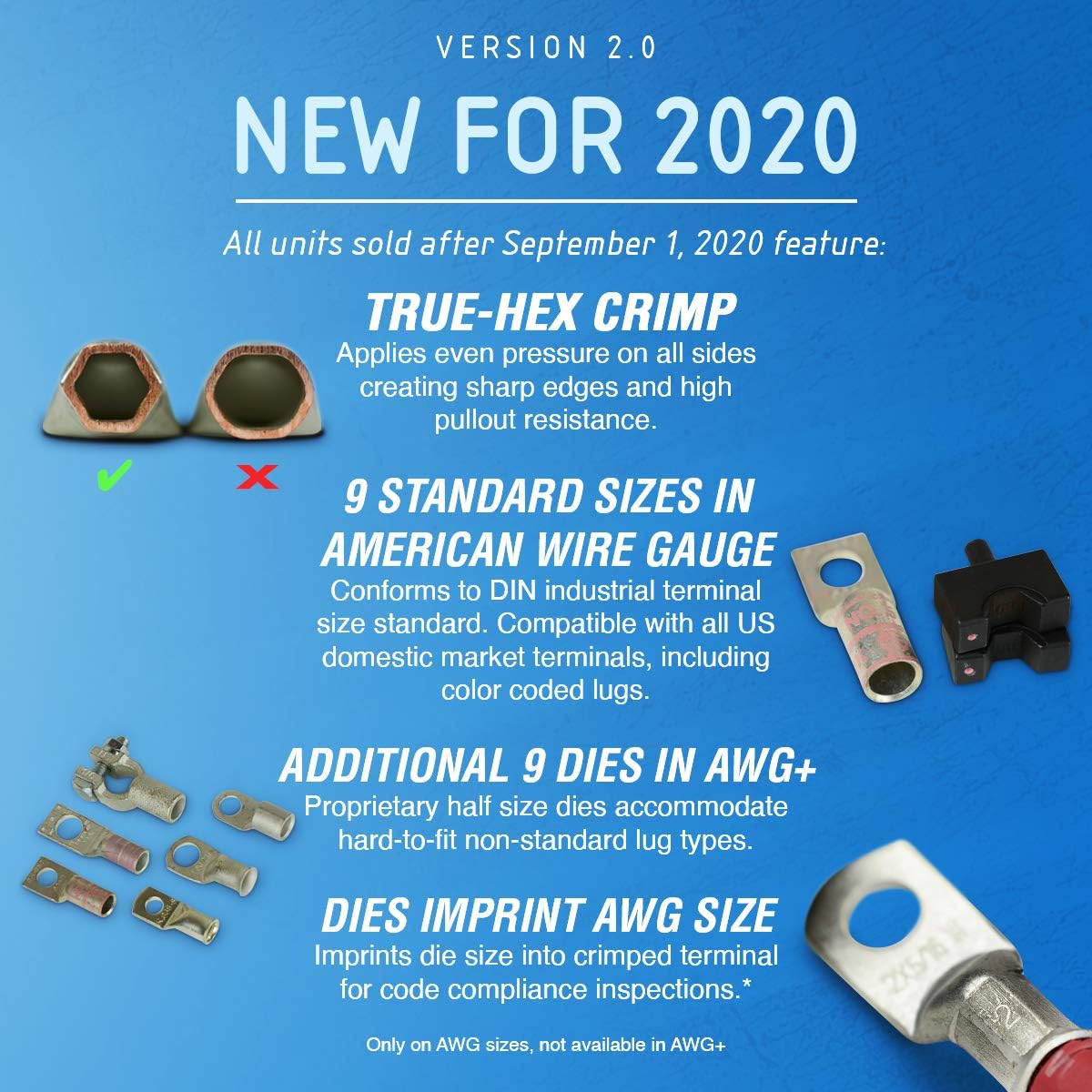 Hydraulic Electrical Cable Crimper Kit with 18 Die Sets 12 AWG - 00 (2/0) 5 US TON K939219