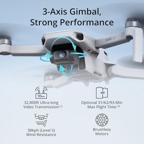 Mini 4K Fly More Combo Drone with 4K UHD Camera, Under 249 g, 3-Axis Gimbal, 3 Batteries X891245