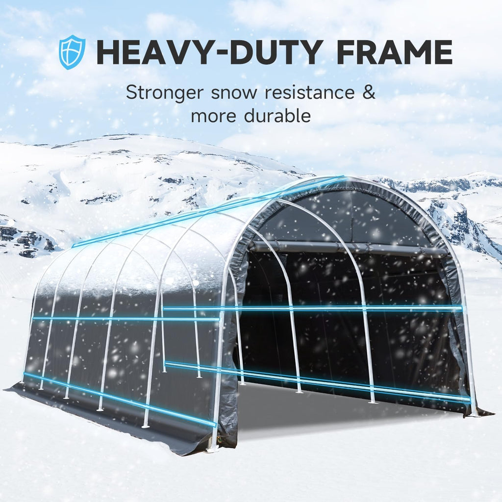 12 x 24 FT Heavy Duty Carport with All-Steel Metal Frame G4887