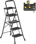 Folding Step Stool with Anti-Slip Pedal, 500lbs Capacity Steel Step Ladder M6200