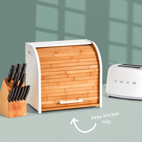Bamboo Double Layer Roll Top Bread Box R1363