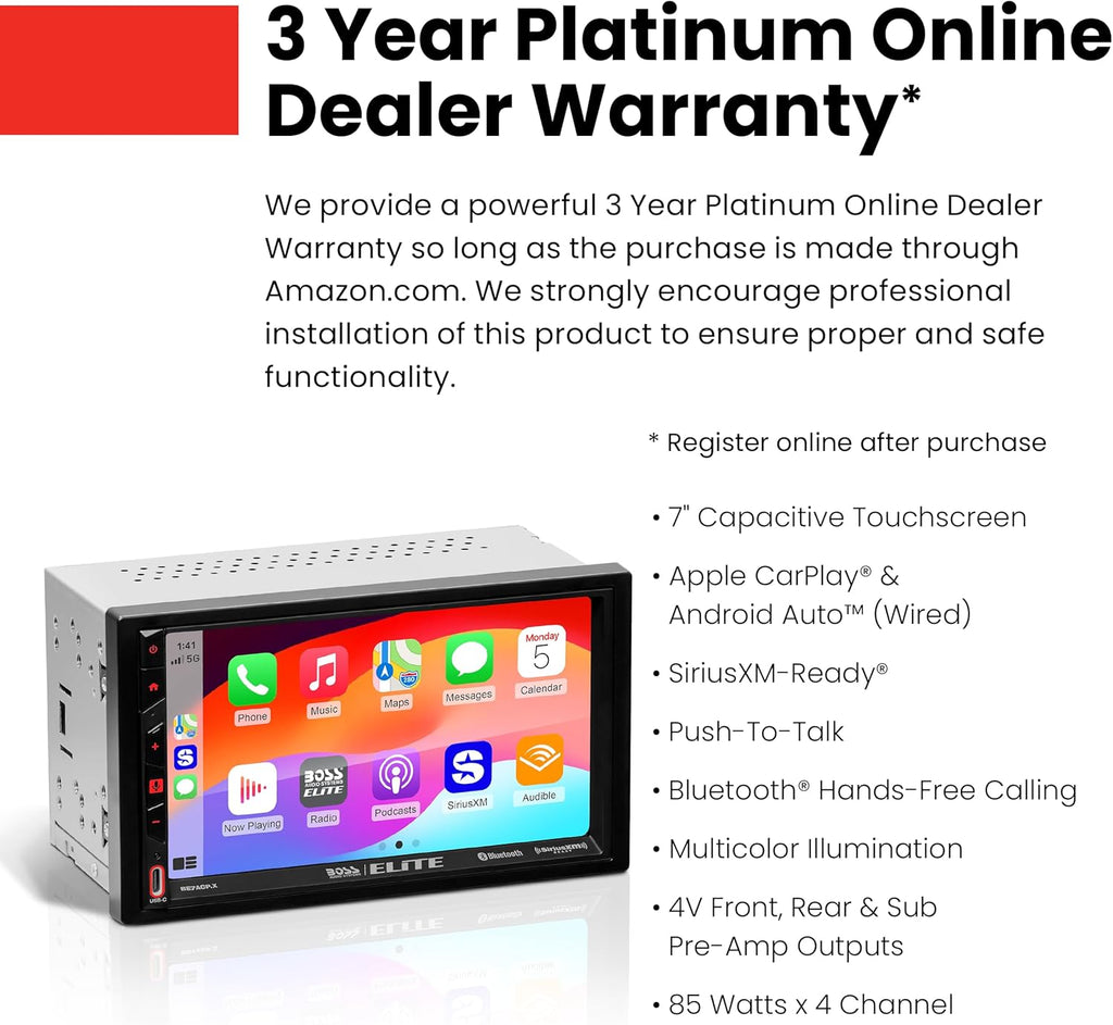 Double DIN Car Stereo with 7 Inch Touchscreen E73022