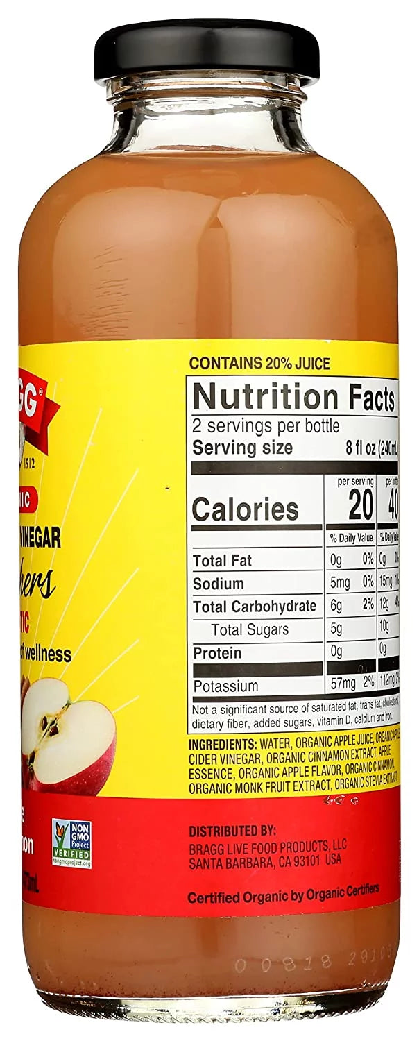 Organic Apple Cider Vinegar Drink Apple Cinnamon 16 fl oz Pack of 4 G1305