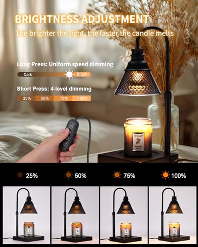Black Electric Candle Warmer Lamp with Timer Dimmer and 3 Bulbs Y7680